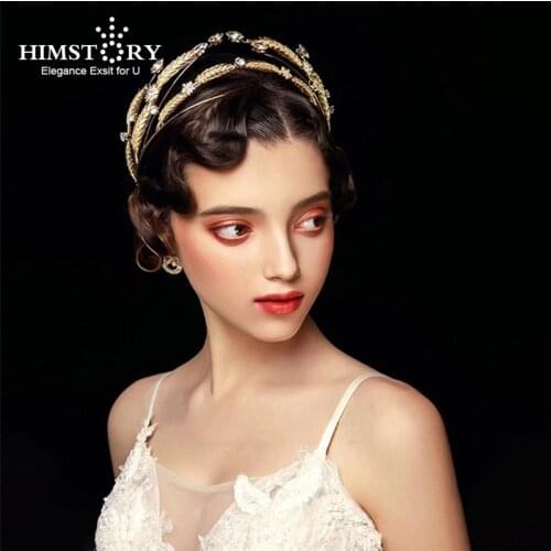 Baroque Retro Gold Brides Hairbands Wheat Full Zircon Brides Tiaras Hairbands Clear Crystal Wedding Hair Accessories Hairband
