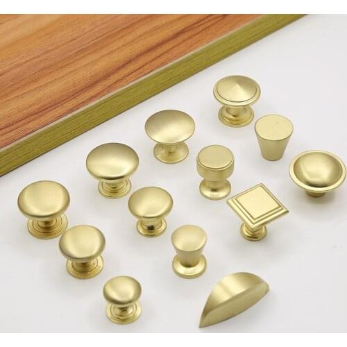 Cabinet Pulls Modern Minimalist Furniture Cabinet Door Wardrobe Drawer Gold Hand Copper Wire Drawing Cabinet Knobs Door Knocker