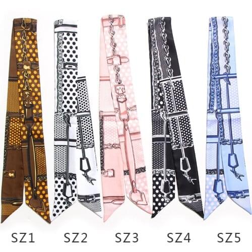 5*100cm New Scarfs for Women Polka Dot Leather Printing Skinny Bag Scarf Brand Silk Foulard Women Tie Belt Headscarf for Ladies