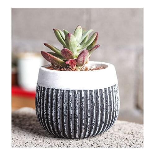 Silicone Mold 3d Vase Multi - Meat Plant Cement Flower Pots Vertical Stripes Mould Pots Ceramic European Silicone Rubber PRZY