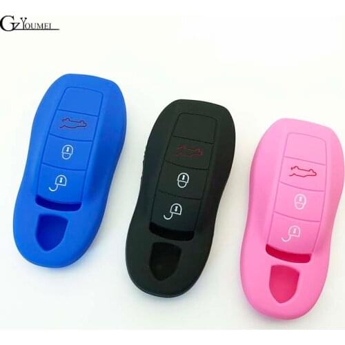 Gzyoumei 3 Buttons Remote Silicone Rubber Car Key Fob Cover Case Sticker For Porsche Boxster Cayman Macan Panamera Cayenne 911