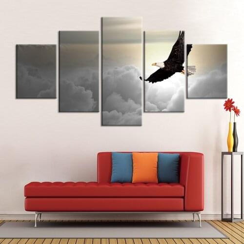Modern Canvas Wall Art 5 Pieces Flying Eagle Pictures HD Printed Painting Wild Animal Poster for Living Room Home Decor Artwork