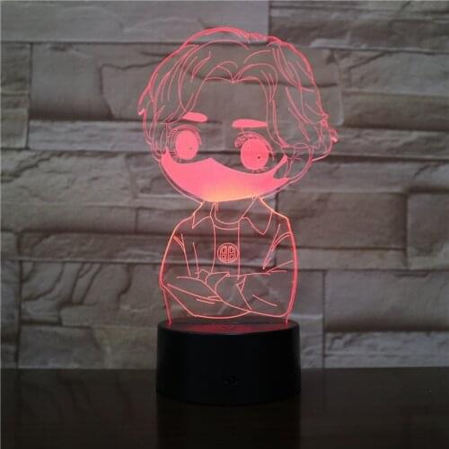 Smart Boy with Mask Shape LED Acrylic Night Light with 7 Colors Touch Remote Control Illusion Change Gift for Lovers 3D-2518