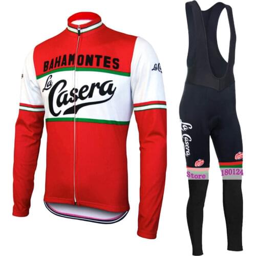 Retro La Casera cycling jersey set men long sleeve winter fleece & no fleece bike wear clothing kit maillot ropa ciclismo hombre