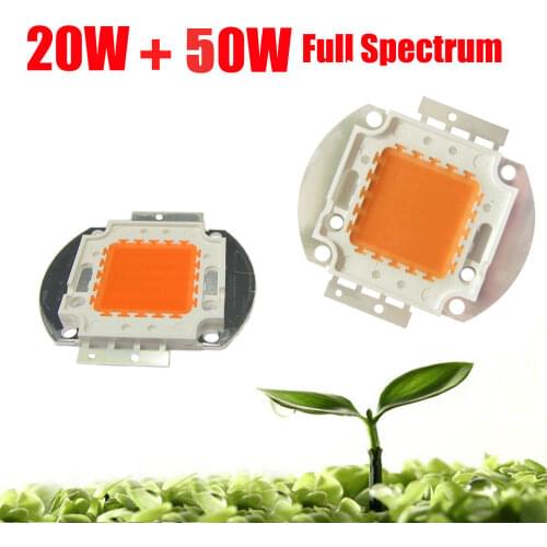 High Power 45mil1pcs 20W + 1pcs 50W BridgeLux SMD LED Chip Lamp For Plant Frow, Full Spectrum 380~840nm LED Light Emitting Bulb