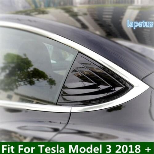 Lapetus Rear Tail Spoiler Triangle Wing Louver Window Decoration Bezel Cover Trim 2 Pcs Fit For Tesla Model 3 2018 - 2021 ABS