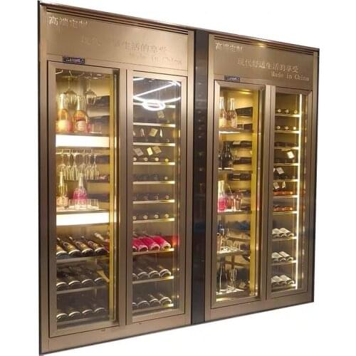 XH003 Furniture Manufacturing Factory Modern Light Luxury Stainless Steel Galvanized Tempered Glass Wine Cabinet Good Quality