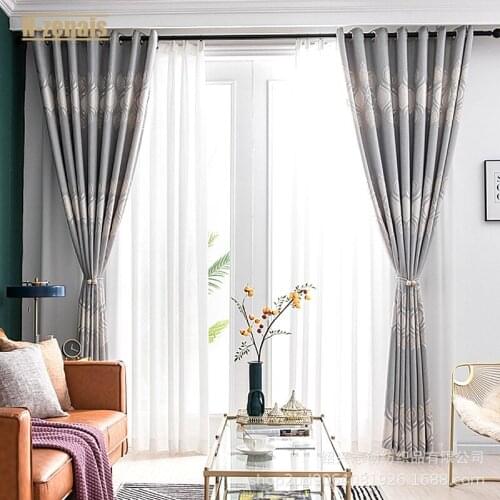 Nordic Jacquard Curtain European Style for Living Room Bedroom Semi Blackout Curtain Fabric High Shading Rate(70%-90%)