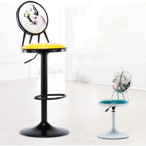 Iron bar chair lift bar chair back stool light luxury high stool front desk bar chair cashier desk chair bar stool