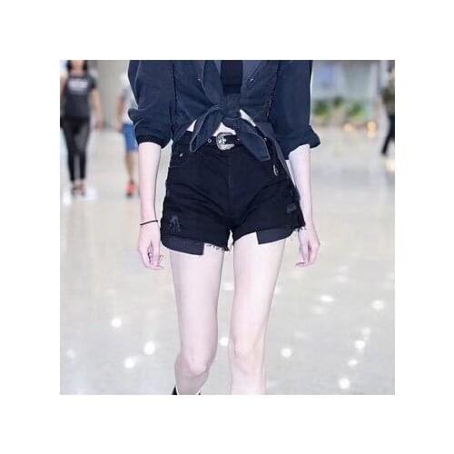 Women Jeans Pants Womens Denim Shorts with High Waist Belt