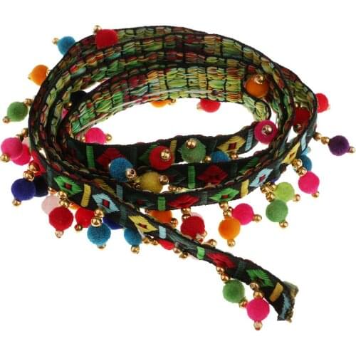 1 Yards Rainbow Tassel Trim Ball Fringe Ribbon Handwork DIY Sewing Accessory Lace for Home Wedding Craft Party Decoration