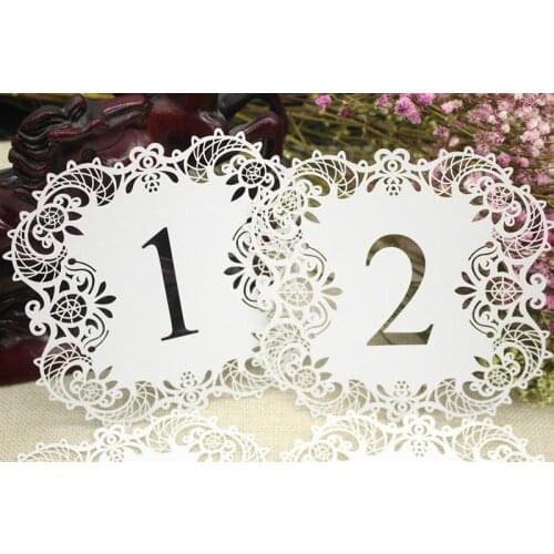 10PCS Table Number Fashion Hollow Out 1 to 10 Place Card Paper Place Card for Wedding Party