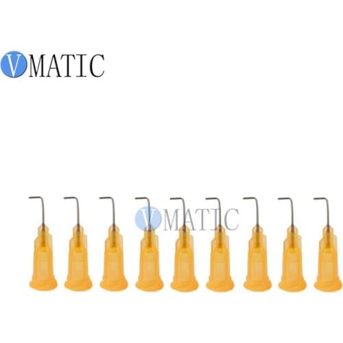 Free Shipping 100Pcs 23G Orange Color 0.5'' Tube Length 90 Degree Bent Glue Dispensing Needle Tip 1/2 Inch