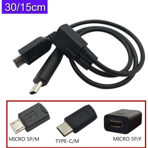 2 in 1 USB 3.1 Type C Charging Cable, USB 2.0 micro 5Pin to USB C Type C Male and Micro USB Male Charger Cable 0.25m