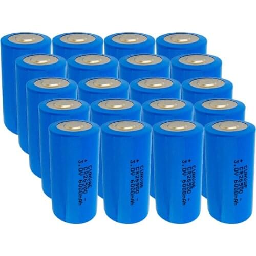 20PCS Li-MnO2 CR26500 26500 C size battery CR 26500 3.0V 6000mAh lithium primary power type batteries for computer RAM/CMOS