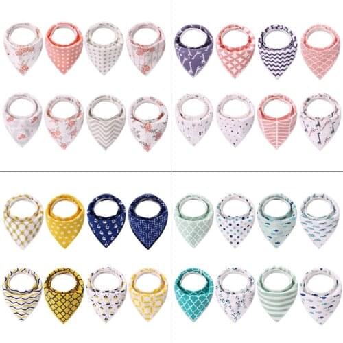 8 Pcs/Set Baby Newborn Feeding Bibs Soft Cotton Saliva Towel Toddler Triangle Scarf Bandana Newborn Burp Cloth Shower Gifts