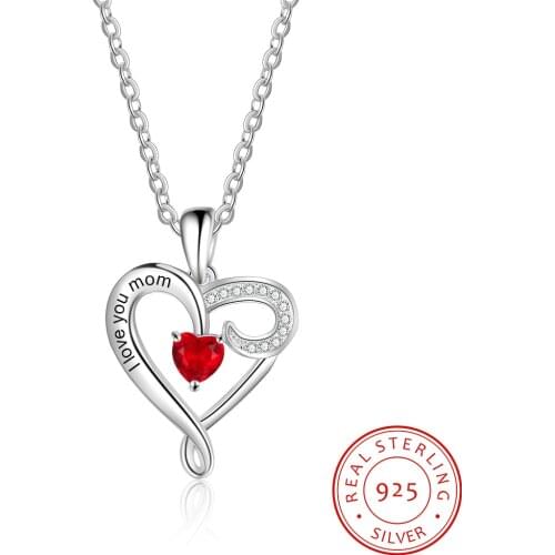 925 Sterling Sliver Necklace Customized Names Birthstone Zircon Heart Pendant Personalized Jewelry Anniversary Gfit for Women