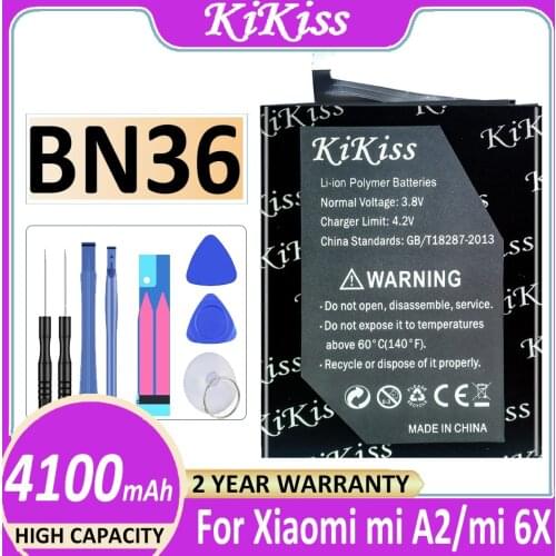 Free Tool 4100mAh for Xiao Mi Battery BN36 for Xiaomi Mi6X Mi 6X MiA2 Mi A2 High Quality Phone Replacement Batteries Bateria