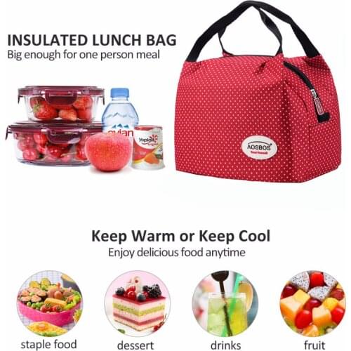 AOSBOS Reusable Insulated Thermal Lunch Bag Women Men Multifunctional 6L Cooler And Warm Keeping Lunch Box Leakproof Waterproof