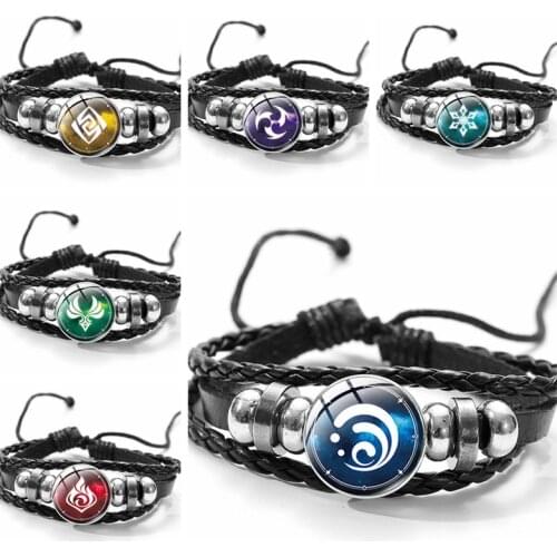 Game Genshin Impact Cosplay Bracelet Wristband Prop Eye of God Time Gem Cabochon Element Bracelet Jewelry Accessories