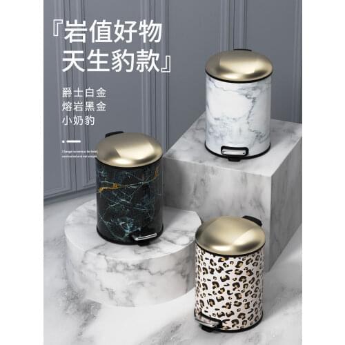 Black White Bedroom Marble Trash Can Kitchen Cute Bathroom Bucket Pattumiera Raccolta Differenziata Garbage Bin