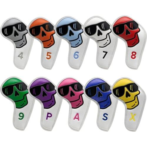 Colorful Sunglasses Golf Iron Head Covers Iron Headovers Wedges Covers 4-9 ASPX 10pcs with White Color