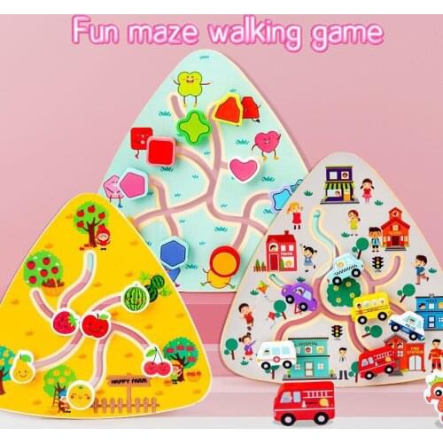 Wooden Montessori Kids Toys Walking Maze Toy Ball Beading Intelligence Brain Brain Logical Thinking Concentration Training Game