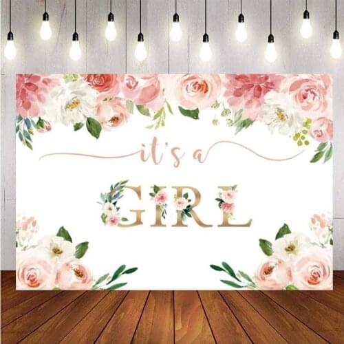 Its A Girls Backdrop Children Birthday Party Baby Shower Watercolor Flowers Custom Photography Background For Photo Studio