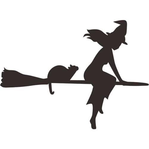 Halloween Flying Witches Wall Stickers Living Room Wall Window Outdoor Decor Witch Silhouette Vinyl Decals Removable Art WWO66