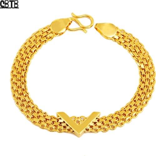Exquisite V-shaped Golden Fashion Bracelet Muslim Romantic Bracelet Banquet Party Temperament Jewelry Christmas Birthday Gift
