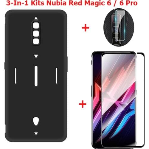 Camera Lens Film +Tempered Glass +Soft Silicone Back Case For Nubia Red Magic 6 Pro 5G 5S Bumper Fitted Case