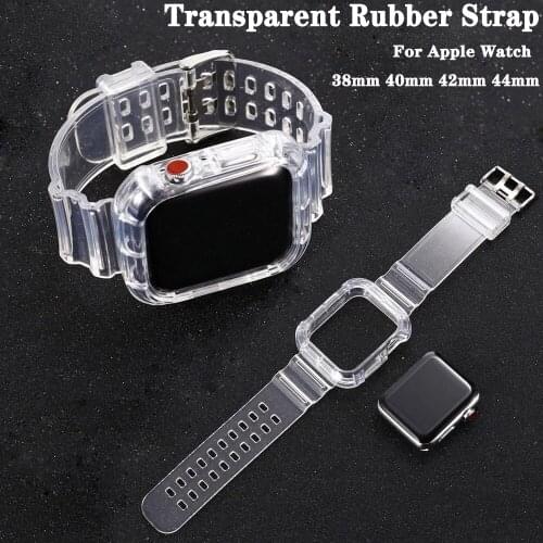 Rubber Strap+Case For Apple Watch Band 40mm 44mm Soft Belt Bracelet Watchband For Apple Watch 6 SE 5 4 3 2 42mm 38mm Accessories