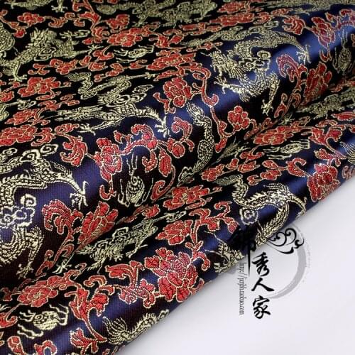 Chinese Jacquard Silk brocade red dragon fabric for COSPLAY/Kimono/Mongolia clothing/cheongsam/Stage suit 1 order=1meter