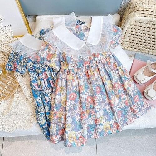 Girls summer dress 2021 children floral princess dresses girl short-sleeved toddler casual party fashion clothing 2-6 years old
