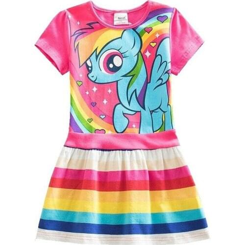 My Baby Girl Summer clothes Girls Rainbow Costume Casual Short Sleeve Dresses Pony Dress Home Wear girls children clothes