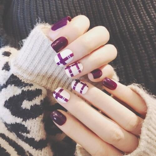 Fashion Glamour Purple Fake Nail Clips Popular Nail Salon Tools Supplies 24pcs/box Nail Supplies for Professionals