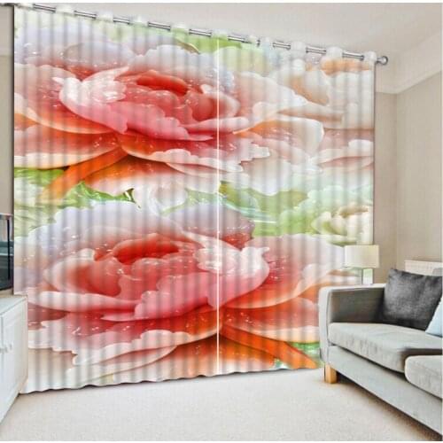Marble curtain relief curtains Flowers print Chinese Customized 3D Blackout Curtains Living Room Bedroom Blackout curtain