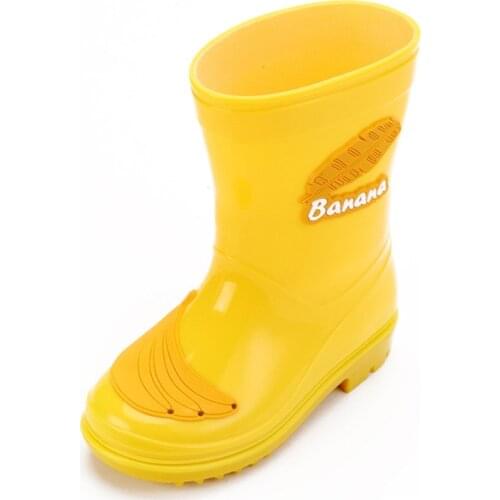 Parent-child Rain Boots Boys and Girls Waterproof Shoes Students Light Anti-slip Bright Yellow Bananas Rain Boots Kids