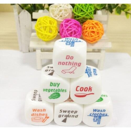 Novelty Dice Game Toy Cute Familiy Housework Dice Division of Housework Dice Funny Couples Families Game Dice Fun 1pc