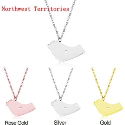 New Stainless Steel Map necklace, Womens Map Jewelry, Yukon, Canada