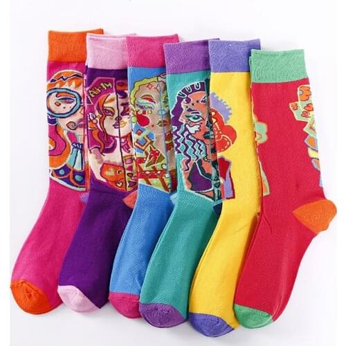 New Asymmetric AB Socks Planet Cute Womens Cotton Sock Mens Mid-Calf Length Sock Lovers' Socks