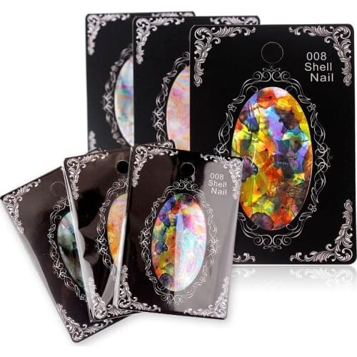 Wholesale New Magic Nail Art Shell Wrap Sky Toe Sticker Super Irregular Glass Foil Shell Nail Decals 100packs/lot free shipping