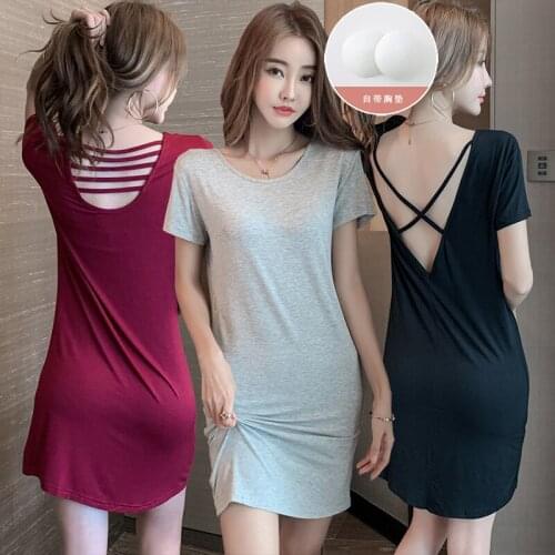 Short Sleeve Sexy Lingerie Modal Loose Nightgowns for Women 2020 Summer Korean Sleepwear Nightdress Night Gown Home Dress Nighty