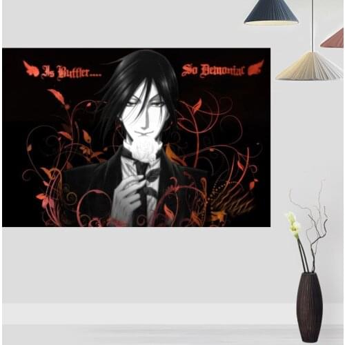 Custom Black Butler Anime Poster Wall For Living Room Art Poster Decoration Silk Fabric Bright Smooth No Frame Morden Print Wall