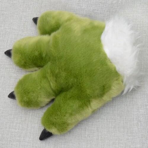 40GC Adult Kids Simulation Dinosaur Paw Plush Gloves Thicken Fluffy Stuffed Toys Padded Hand Warmer Halloween Cosplay Costume