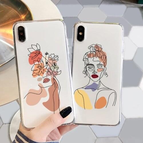 Clear TPU Case For Huawei P40 P30 P20 P10 Mate 30 20 10 Lite E Pro Plus Y6 Y7 Y9 P Smart Z 2019 2020 2021 Art Line Florals Funda