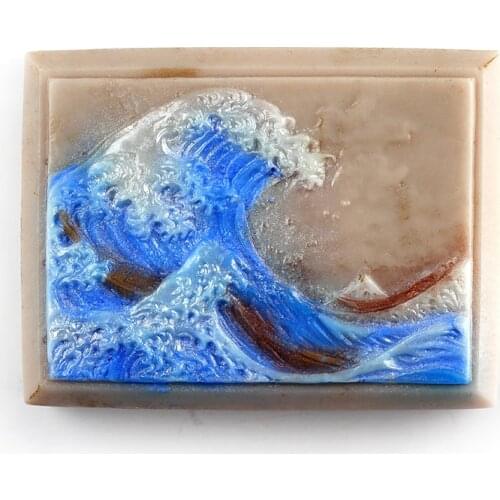 Silicone Soap Mold Square with Wave Painting Pattern for Natural Handmade Mould