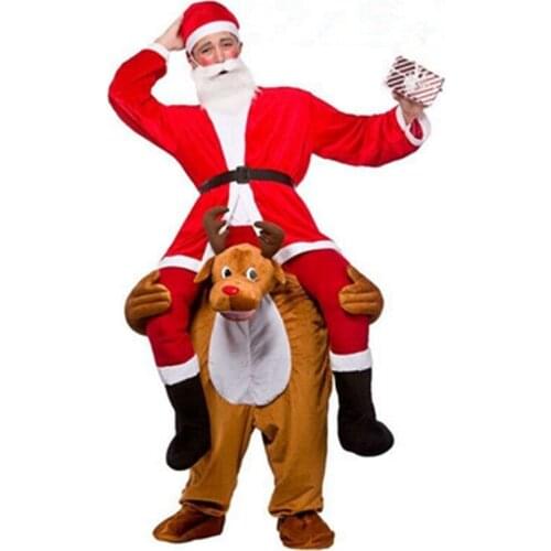 2019 Newest Christmas Funny Santa Claus Costume Ride on Bear Animal Pants Carry Back Fancy Party Dress Mascot Costumes Cosplay