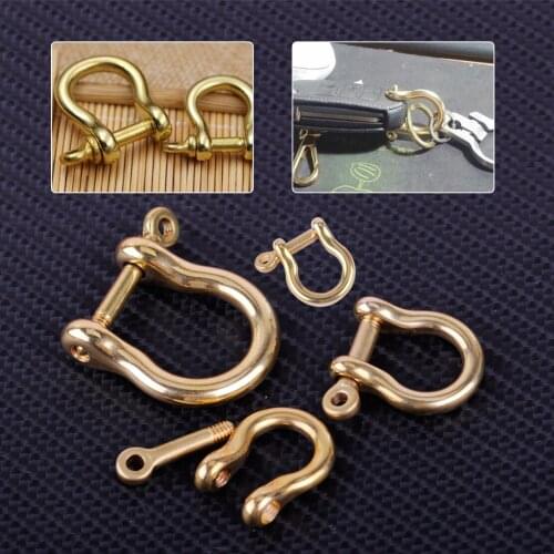 DIY 2PCS S/M/L Brass D Shackle Joint Clasp for Keyring Key Pouch Belt Loop Fastener Clip DIY
