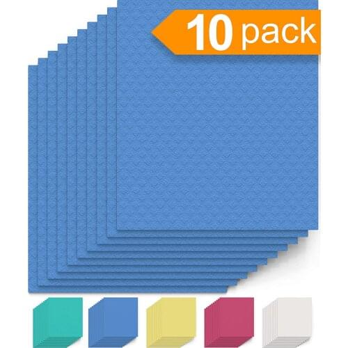 Swedish Dishcloth Cellulose Sponge Cloths - Bulk 10 Pack of Eco-Friendly No Odor Reusable Cleaning Cloths for Kitchen